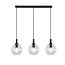 Fantasia Osira suspension E27 3L noir, verre transparent 3x Ø200mm - suspension en acier à 3 points lumineux, IP20