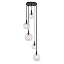 Fantasia Osira hanging lamp E27 5L black, clear glass