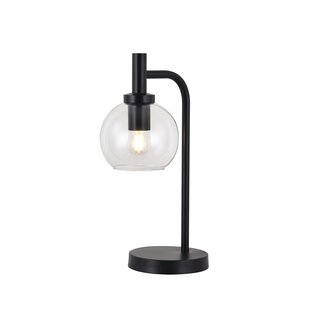 Lámpara de mesa Fantasia Osira E27 negro, cristal claro Ø150mm