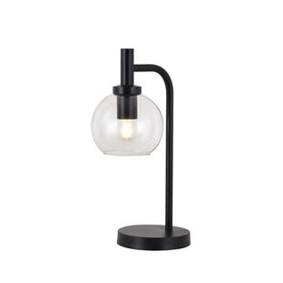 Lampe de table Osira E27 noir, verre transparent Ø150mm, acier