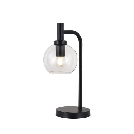 Fantasia Lámpara de mesa Fantasia Osira E27 negro, cristal claro Ø150mm - lámpara de acero con 1 punto de luz, IP20