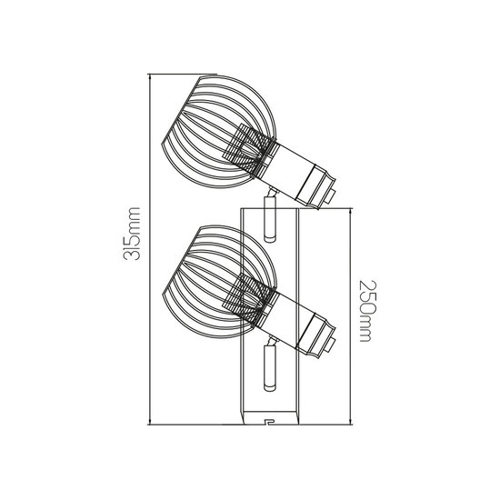 Fantasia Fantasia Janeiro wall light with 2 light points, E14 fitting, black with bronze, steel, dimmable