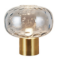 Fantasia Lampara de mesa Fantasia Astrid con casquillo E27, metal dorado y cristal gris ceniza, diametro 300 mm