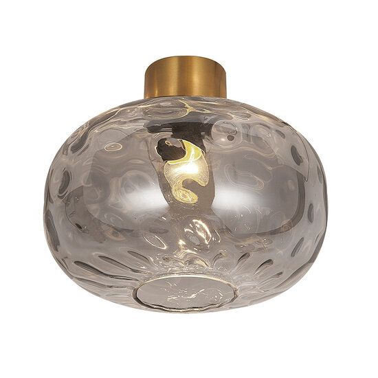 Fantasia Fantasia Astrid Deckenleuchte mit E27-Fassung, goldfarbenes Metall mit aschgrauem Glas, 300 mm Durchmesser