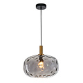 Fantasia Fantasia Astrid maxi hanglamp met E27-fitting, goudkleurig metaal met asgrijs glas, diameter 300 mm, dimbaar