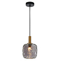 Fantasia Lampara colgante Fantasia Astrid pequena con casquillo E27, metal negro y cristal gris ceniza, diametro 150 mm
