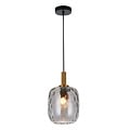 Fantasia Okiru pendant lamp with E27 socket, black steel frame and ash grey glass shade Ø180mm, 1 light point, IP20