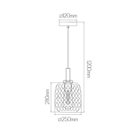 Fantasia Suspension Fantasia Astrid medium avec culot E27, metal noir et verre gris cendre, diametre 250 mm, dimmable