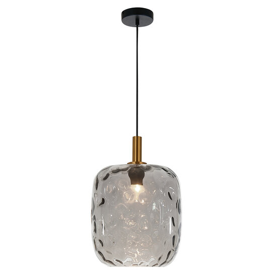 Fantasia Fantasia Astrid hanglamp large met E27-fitting, zwart metaal met asgrijs glas, diameter 275 mm, dimbaar