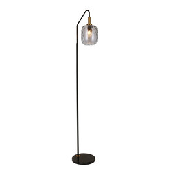 Lámpara de pie Fantasia OKIRU E27 negro y vidrio gris ceniza Ø180mm