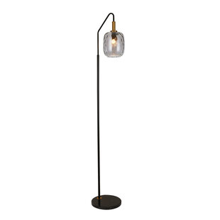 Lámpara de pie Fantasia OKIRU E27 negro y vidrio gris ceniza Ø180mm