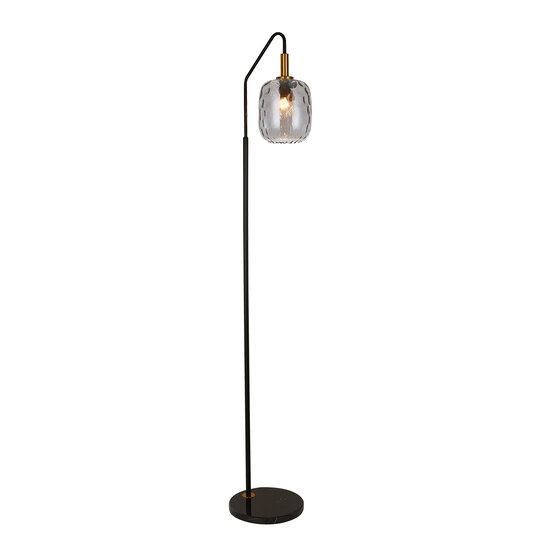 Fantasia Fantasia OKIRU vloerlamp E27 zwart met asgrijs glas Ø180mm, hoogte 1730mm, voetplaat Ø280mm, IP20