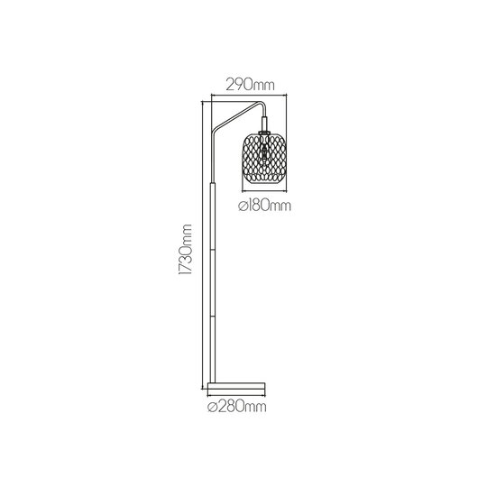 Fantasia Lámpara de pie Fantasia OKIRU E27 negro y vidrio gris ceniza Ø180mm, altura 1730mm, base Ø280mm, IP20