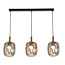 Fantasia Fantasia Astrid balkenfoermige Pendelleuchte mit 3x E27-Fassung, schwarzes Metall mit 3x aschgrauem Glas Ø180 mm, dimmbar