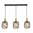 Fantasia Lámpara colgante Astrid beam 3x E27, estructura de acero negro con 3 cristales gris ceniza Ø180 mm, ancho 830 mm, regulable, IP20
