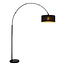 Fantasia Lampadaire Fantasia ARAM noir courbé, douille E27 (ampoule non incl.), abat-jour noir-or, hauteur 179 cm, IP20