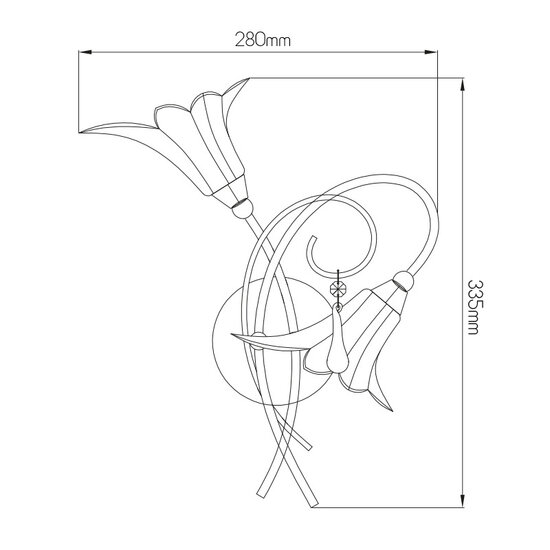Fantasia Applique murale Fantasia Tabor chromée avec 2x G9 LED, 335 mm de haut, lumière blanc chaud 2700K, IP20