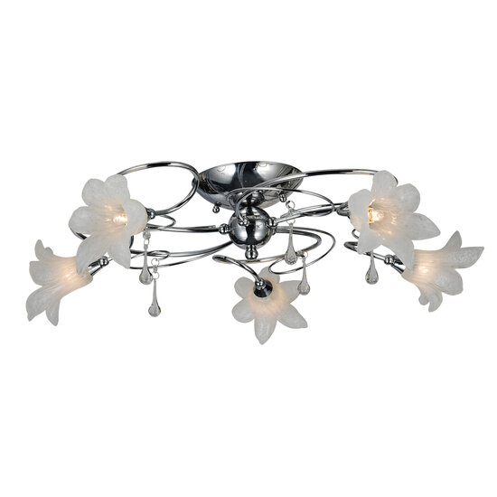 Fantasia Plafonnier Fantasia Tabor en chrome avec 5x G9 LED (incl.), lumière blanc chaud 2700K, diamètre 628 mm, hauteur 270 mm, IP20.