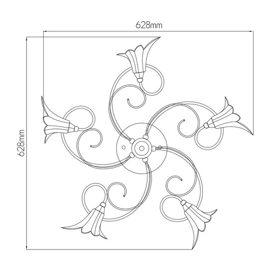 Fantasia Plafonnier Fantasia Tabor en chrome avec 5x G9 LED (incl.), lumière blanc chaud 2700K, diamètre 628 mm, hauteur 270 mm, IP20.