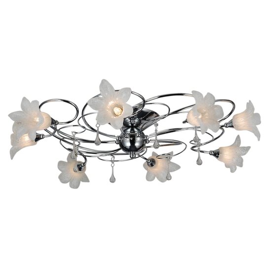 Fantasia Plafonnier Fantasia Tabor chromé, 8x G9 LED incl., Ø776 mm, hauteur 270 mm, 2700K blanc chaud, IP20