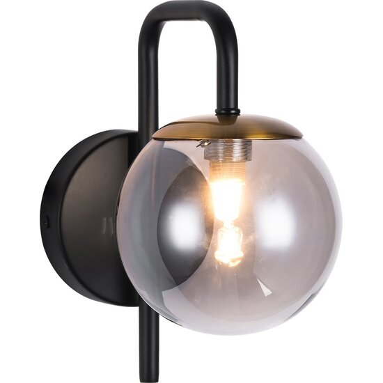 Fantasia Aplique Fantasia Tsuru con 1x bombilla G9 LED (2,5W, 2700K), negro mate/bronce con vidrio gris, 195 x 210 mm, IP20