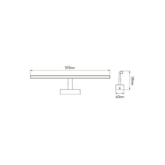 Fantasia Fantasia Aline applique murale chrome, LED 12W 840 lumens, 3000K blanc chaud, IP23 anti-éclaboussures, 593 x 183 x 60 mm