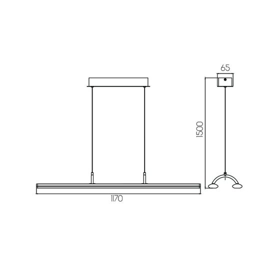 Fantasia Fantasia Lino lámpara colgante doble LED, aluminio negro, 2x24W, 3290 lúmenes, 3000K blanco cálido, regulable, IP20