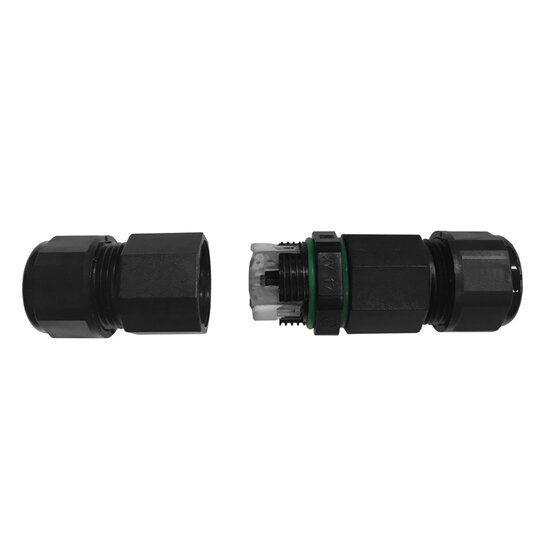 Fantasia Fantasia Conector lineal IP68 - impermeable, PA66, negro, conexión rápida sin tornillos