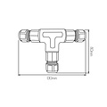 Fantasia Fantasia Conector en T IP68, conector de cable impermeable sin tornillos para tiras LED, PA66, negro