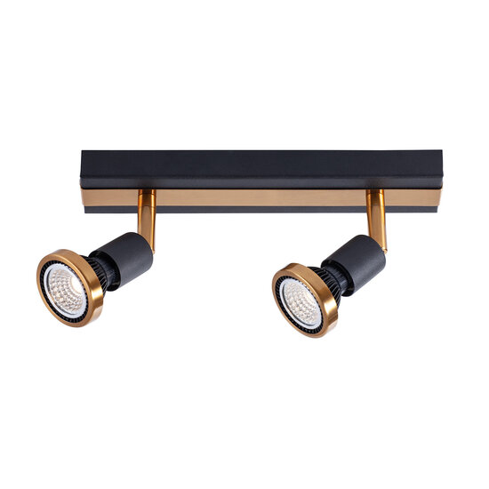 Fantasia Fantasia Robin double ceiling spotlight, GU10 LED 5W dimmable, 2700K warm white, black/bronze, IP20, 250x77mm