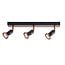 Fantasia Robus foco de techo, 3 luces, acero negro/bronce, GU10 LED 5W regulable 2700K, 400 lúmenes, IP20, 400x400x77 mm