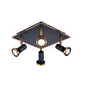Fantasia Fantasia Xiana spot de plafond carré, 4 spots GU10 LED 5W dimmables, 2700K, noir/bronze, 250x105mm