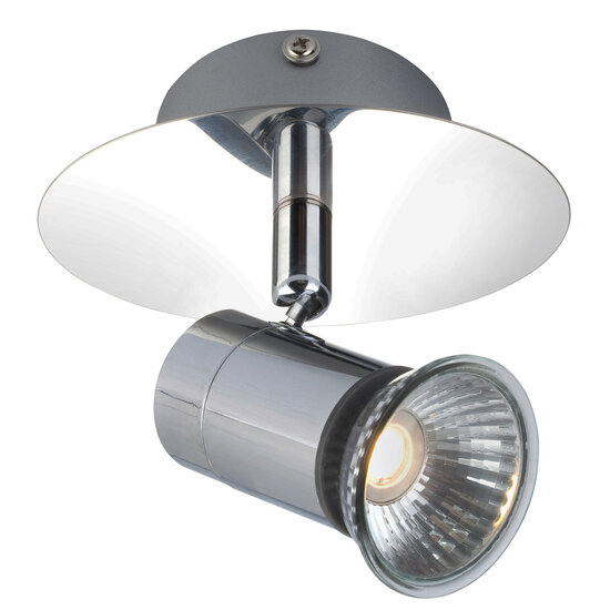 Fantasia Plafón Fantasia Rivera con fuente LED GU10 de 5W regulable, acabado cromo e índice IP44 para estancias húmedas.