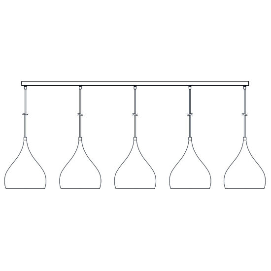 Fantasia Fantasia losse opbouwbasis voor 5 pendellampen, zwart staal, 180 cm lang, 60 x 25 mm, IP20