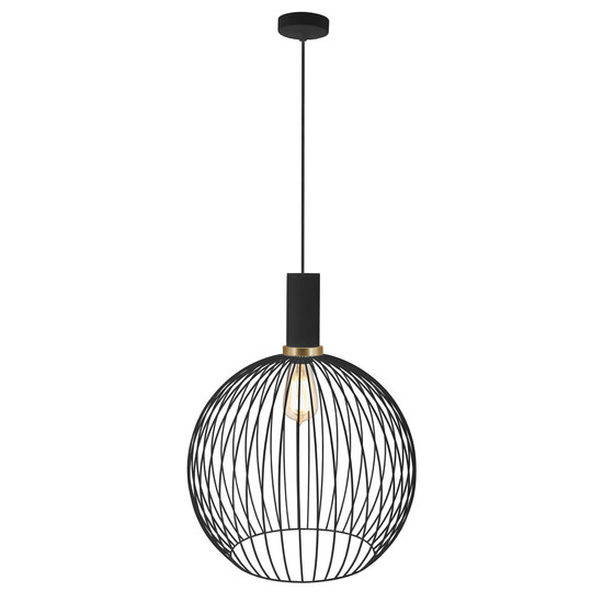 Fantasia Fantasia Noah pendant light in steel, black with gold, E27 socket, diameter 450 mm, height 550 mm, 3 m fabric cable