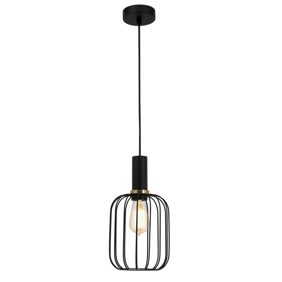Fantasia Fantasia Noah pendant lamp in black with gold, diameter 160 mm, height 320 mm, E27 fitting, 3 metre fabric cable, IP20