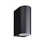 Fantasia Aplique de pared Flux R exterior en aluminio negro, luz arriba y abajo, 2x GU10 (excl.) máx. 35W, IP54, 150 x 70 x 95 mm