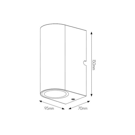 Fantasia Applique murale Flux R extérieure en aluminium noir, éclairage haut et bas, 2x GU10 (excl.) max 35W, IP54, 150 x 70 x 95 mm