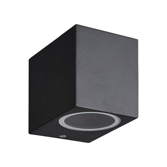 Fantasia Fantasia Filip quadratische Wandleuchte, schwarzes Aluminium, IP54, GU10 (Lampe exkl.), max. 35W, 70x80x95mm