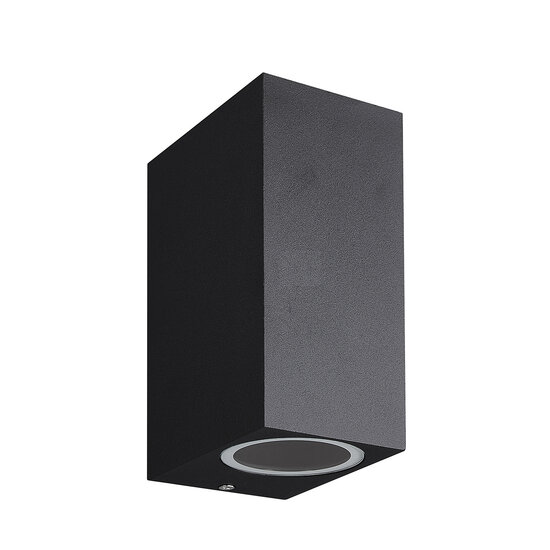 Fantasia Fantasia Flux SQ eckige Außenwandleuchte mit Auf- und Ablicht, 2x GU10-Fassung, schwarz, IP54, 150 x 70 x 95 mm