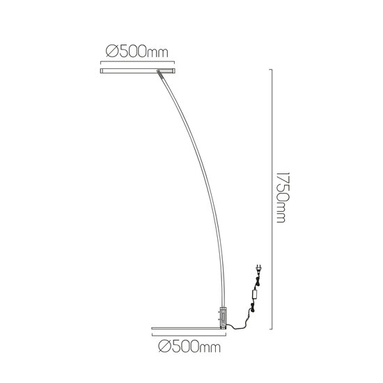 Fantasia Lámpara de pie Fantasia Guri con aro flotante, aluminio y silicona negro mate, diámetro 500mm, altura 1750mm, máx. 34W