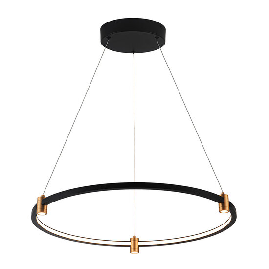 Fantasia Fantasia Trendsy LED hanglamp horizontaal, Ø600mm, 37W dimbaar, 3000K warm wit, zwart/goud aluminium
