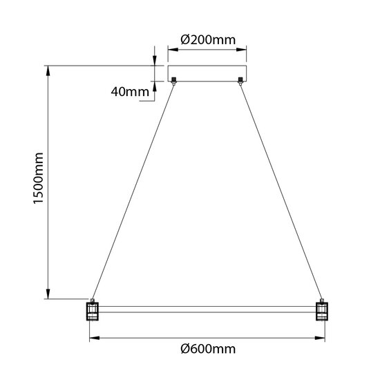 Fantasia Fantasia Trendsy LED hanglamp horizontaal, Ø600mm, 37W dimbaar, 3000K warm wit, zwart/goud aluminium
