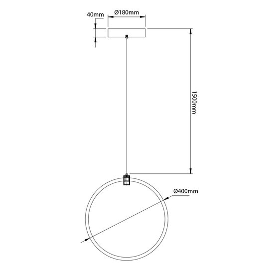 Fantasia Fantasia Magico suspension LED 24W 3000K noir et doré, verticale, diamètre 400 mm