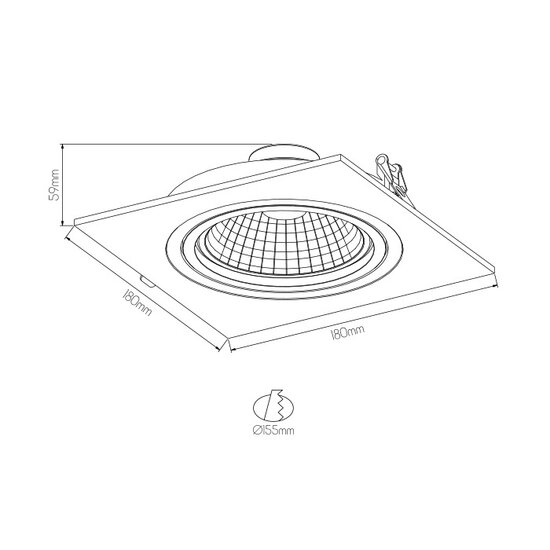 Fantasia Fantasia Barema AR111 quadratischer Einbaustrahler weiß, inkl. AR111 LED 12,4W 2700K, 180x180 mm
