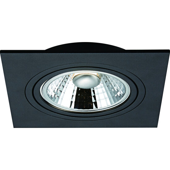 Fantasia Spot encastrable carré Fantasia Barema en aluminium noir avec douille AR111 et LED 12,4W incluse