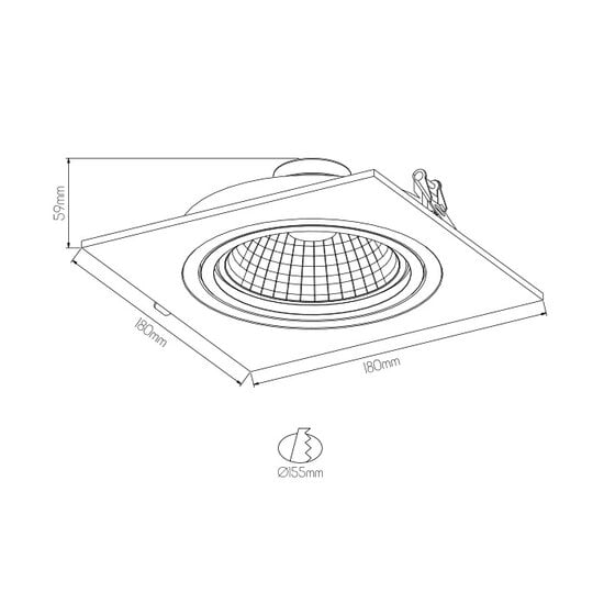 Fantasia Zoom AR111 Einbaustrahler, quadratisch und schwarz, Aluminium, inkl. dimmbarer AR111 LED 12,4W - 2700K, 1386 Lumen, IP20