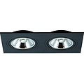 Fantasia Spot encastrable rectangulaire Fantasia Berama en aluminium noir avec 2x douille AR111 et LED 12,4W incluse