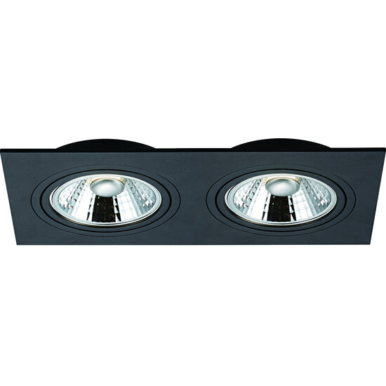 Fantasia Fantasia Berama rechteckiger Einbaustrahler aus schwarzem Aluminium mit 2x AR111-Fassung und 12,4W-LED inklusive