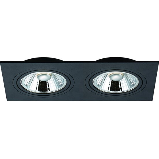 Fantasia Fantasia Berama rechthoekige inbouwspot van aluminium in zwart met 2x AR111-fitting en 12,4W LED incl.